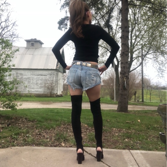 Jeffrey Campbell OTK Boots 8.5 Sandals Thigh High - Picture 11 of 13